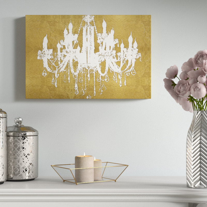 Golden Chandelier - Impression sur toile tendue, H 12 po x l 18 po x P 1,5 po