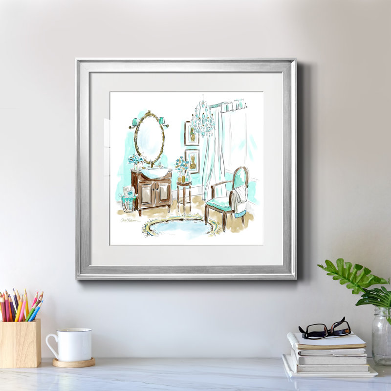 «Blue Opulence II», cadre photo, H 22,5 po x l 22,5 po x P 1,5 po, Papier avec cadre argenté