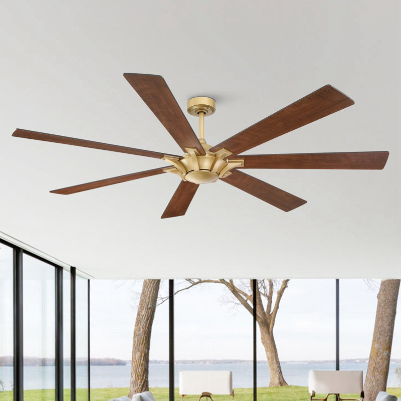 Ventilateur de plafond 72 "à 7 pales 72" sans lumières avec télécommande, Or