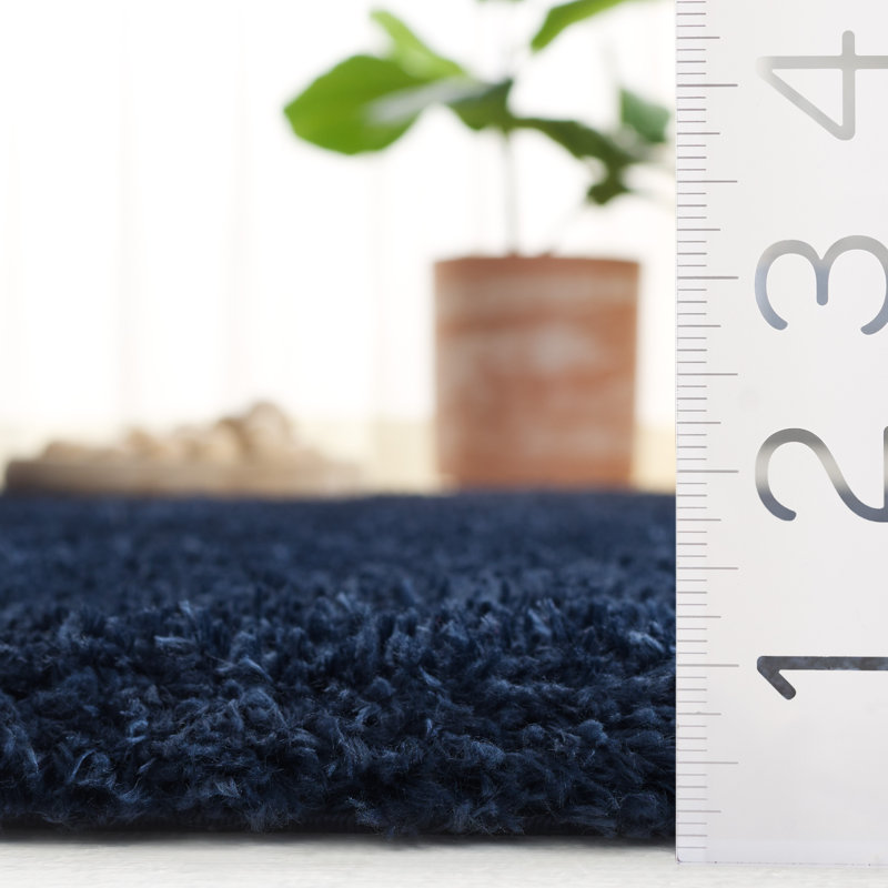 Brelee Solid Color Machine Woven Polyester Area Rug in Navy, Runner 2'2" x 8"