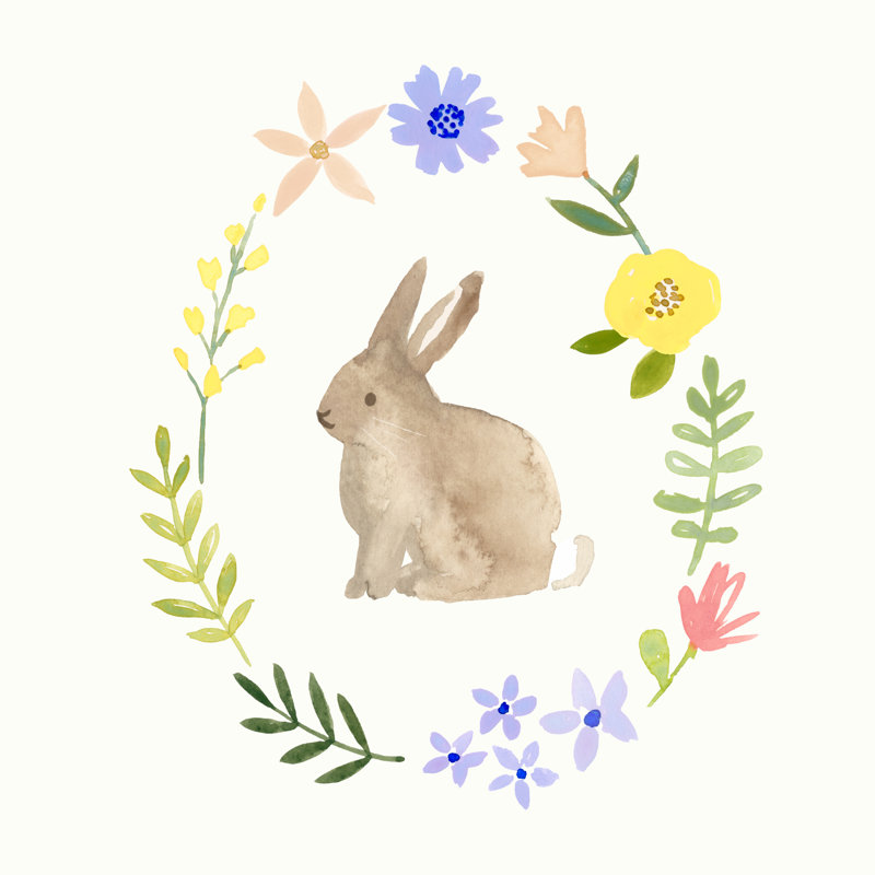 Wildflower Bunny I, H 20 po x l 20 po