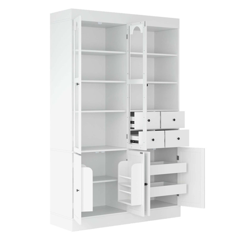 Buffet autoportant avec rehausse 47,2X15,7X75inch, Blanc