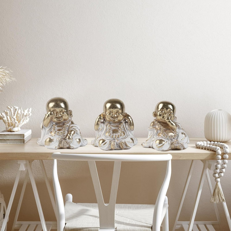 3pcs Mini Laughing Buddha Statues
