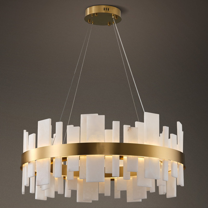 Correia 31.5" Dimmable LED Kitchen Island Round Chandelier, Brass