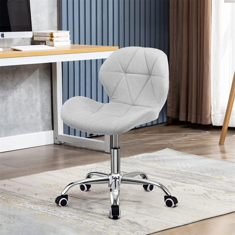 Erltrud Velvet Office Chair, Grey, Fabric