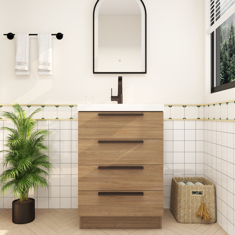 Meuble-lavabo autoportant Carla, Chêne français foncé, 24"