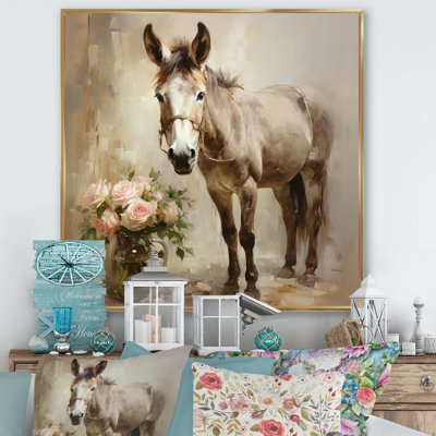 «Farmhouse Donkey In Field I», art mural âne