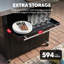 Chariot de table en acier inoxydable avec couvercle et armoire de cuisine mobile Feasto avec 2 tables d'appoint pliables