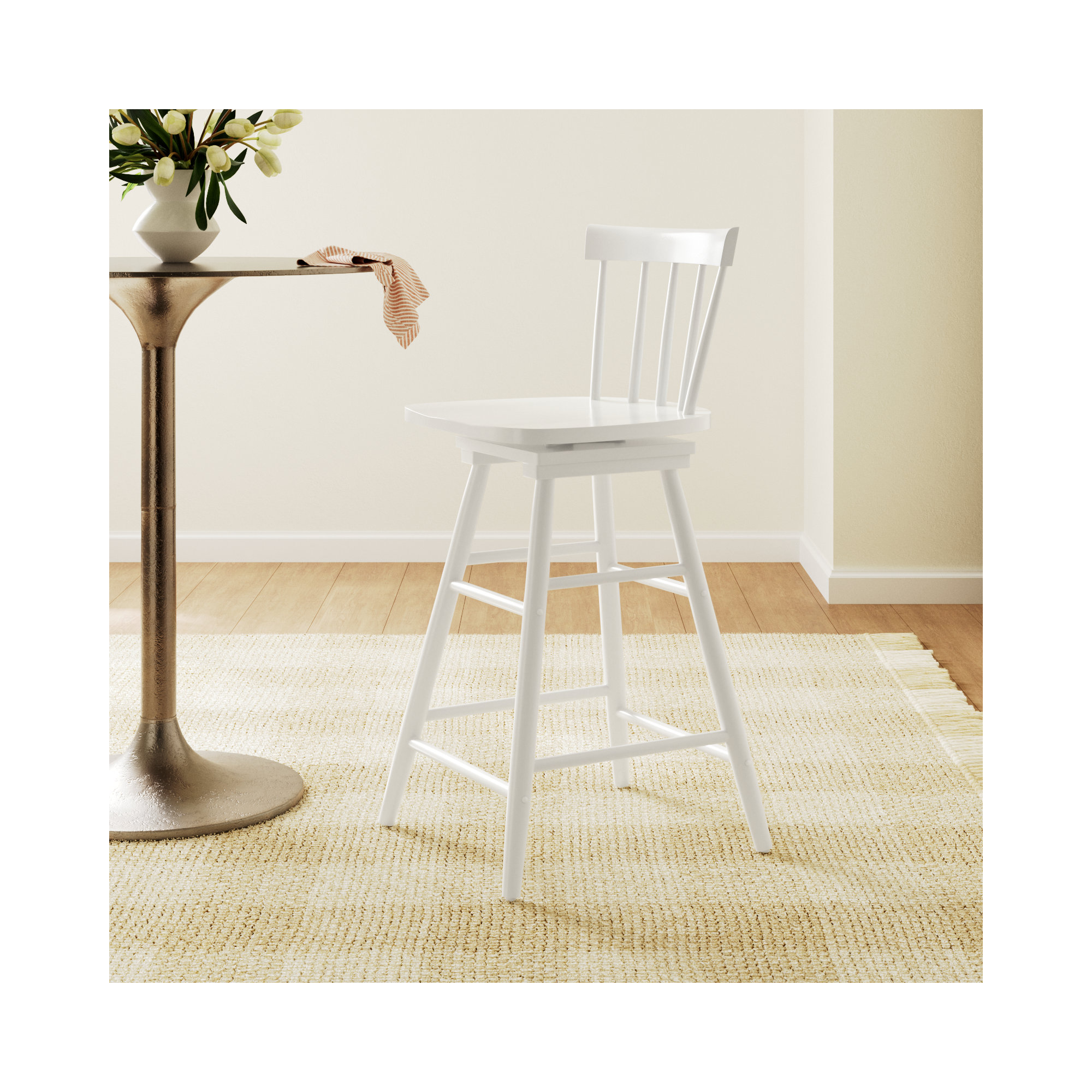 Portside Swivel Counter Stool, White