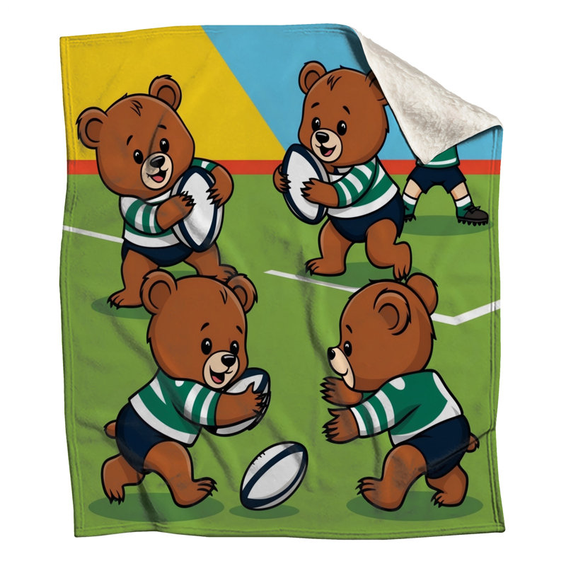 Bears jouant des couvertures de rugby, L 60 po x H 80 po