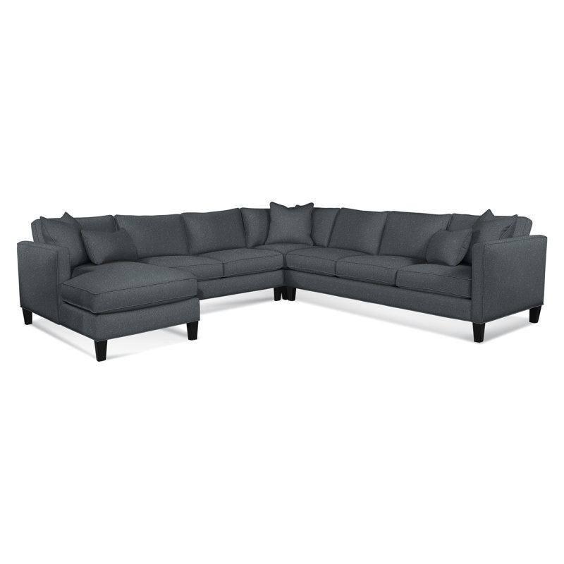 Sectional, Green and Blue Stripe; 0252-54, Left Hand Facing, Black
