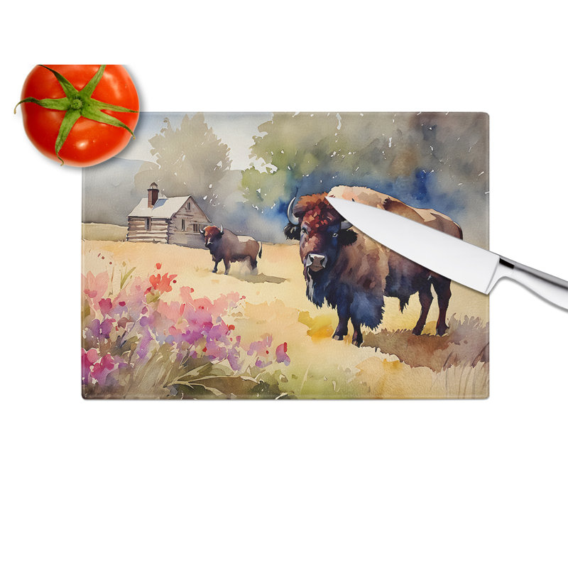 Wood Bison Glass Cutting Board Large