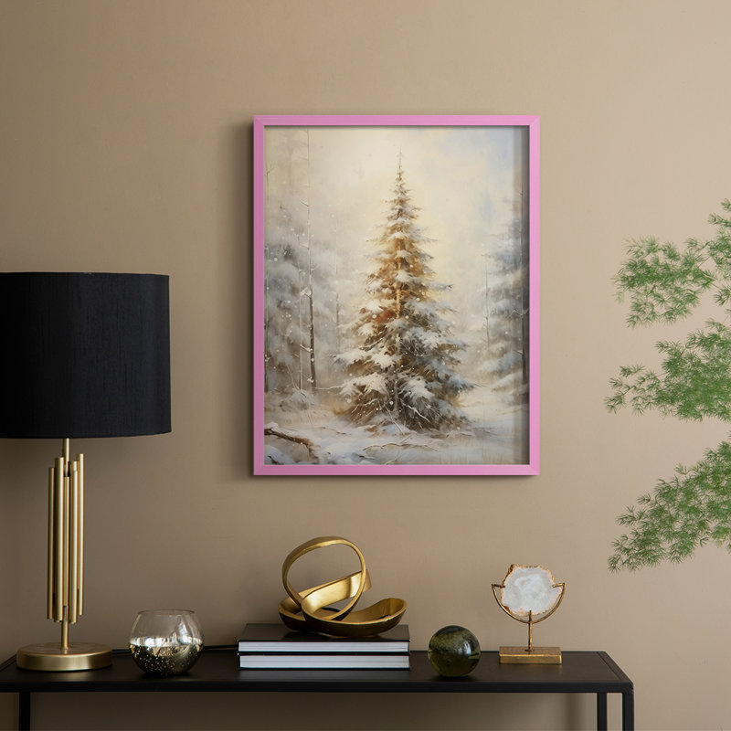 «Christmas Holiday Art», reproduction encadrée en bois massif, H 15 po x l 12 po, Rose