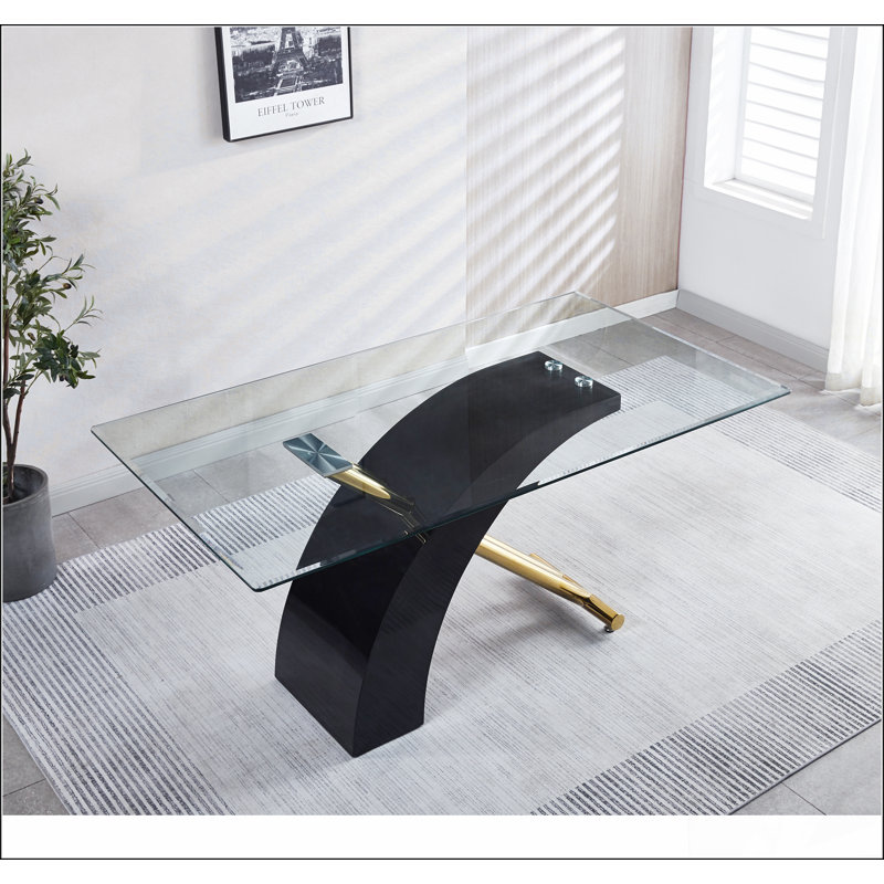 Table de salle à manger élégante, table de salle à manger luxueuse avec plateau en verre, design moderne pour votre maison