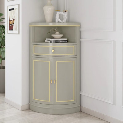 Light Gray Solid + Manufactured Wood Corner cabinet