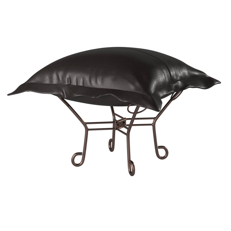 Dianaliz Faux Leather Ottoman, Black Faux Leather
