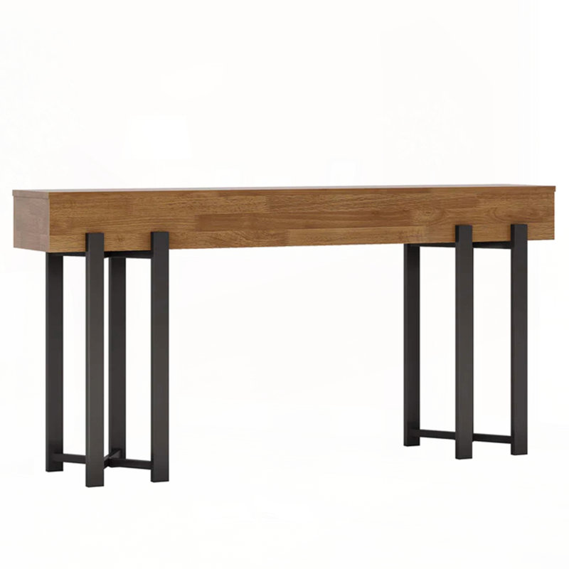 63-Inch Industrial Console Table - Hairpin Legs, Brown