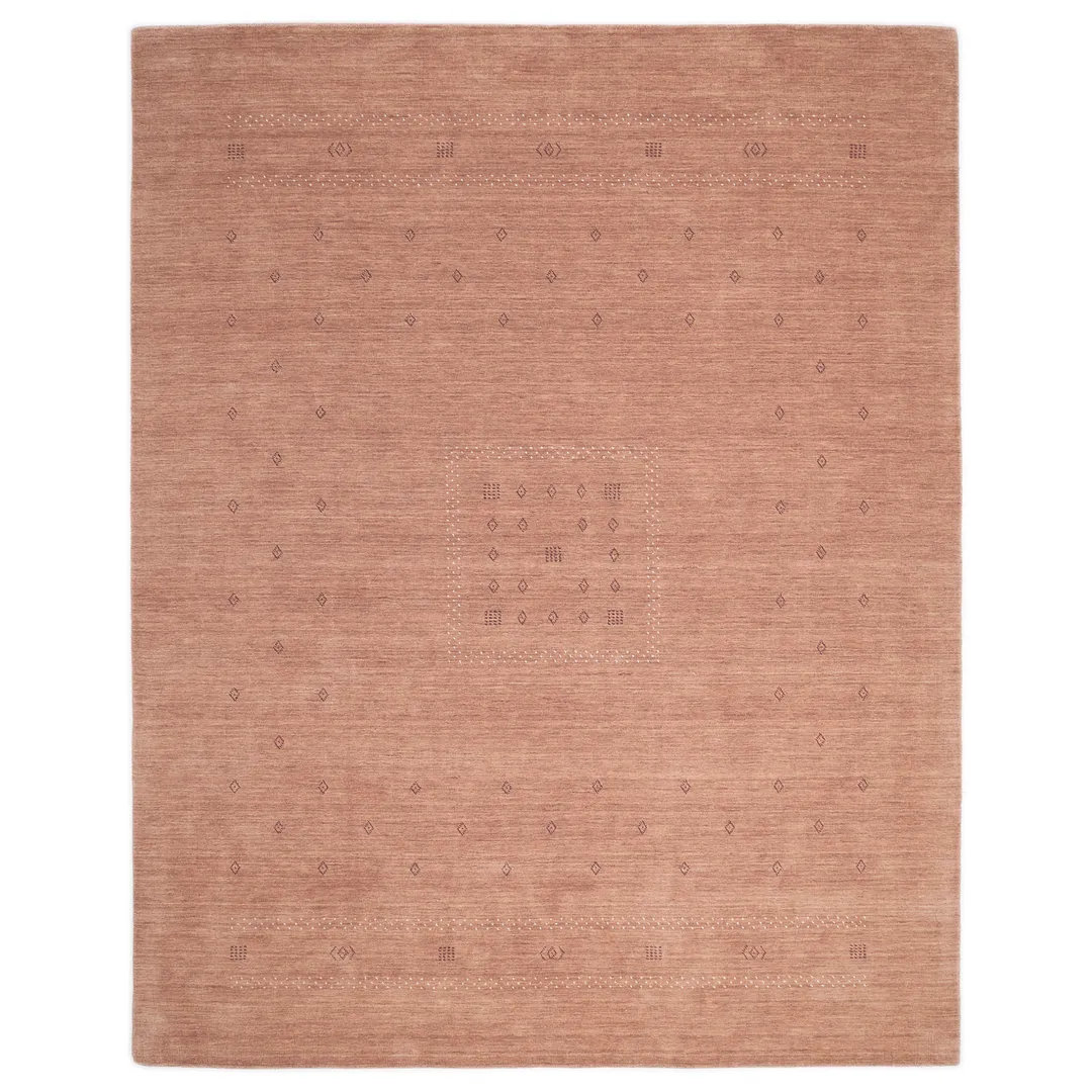 Simi Hand-Woven Geometric Cotton Wool Rug, Rectangle 6' x 9', Peach