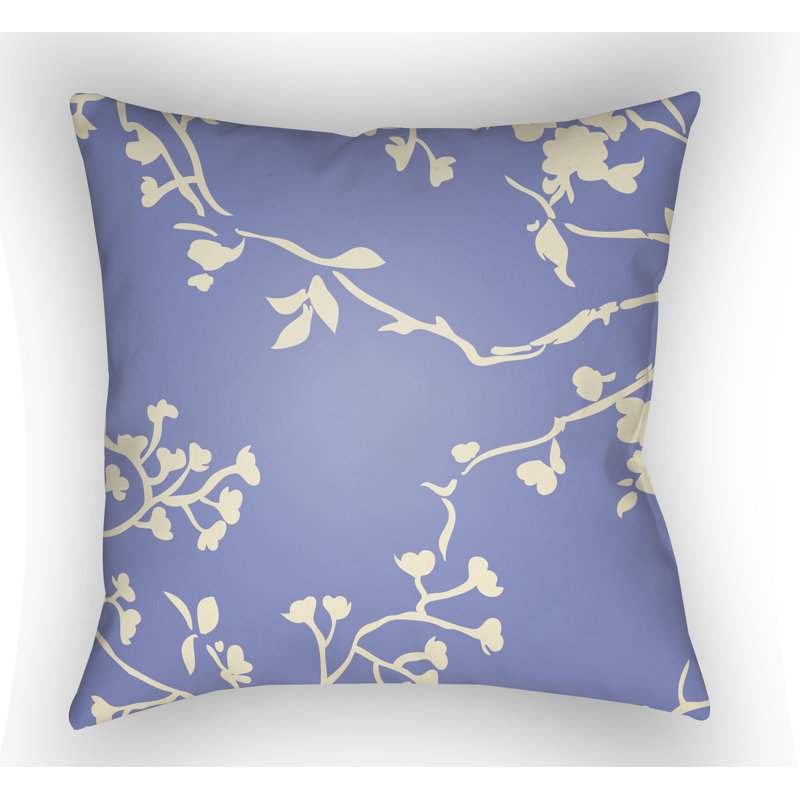 Periwinkle and Cream Floral Square Indoor/Outdoor Pillow Set