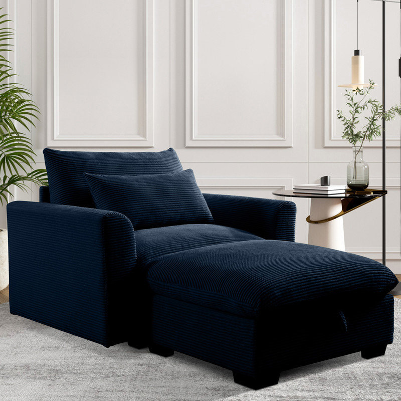 Chaise longue rembourrée avec rangement 51 po Latitude Run, Bleu