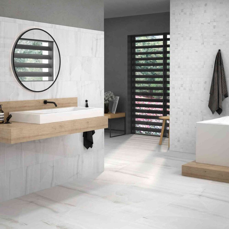 Amsterdam 13" x 13" Porcelain Marble Look Wall & Floor Tile, Gris