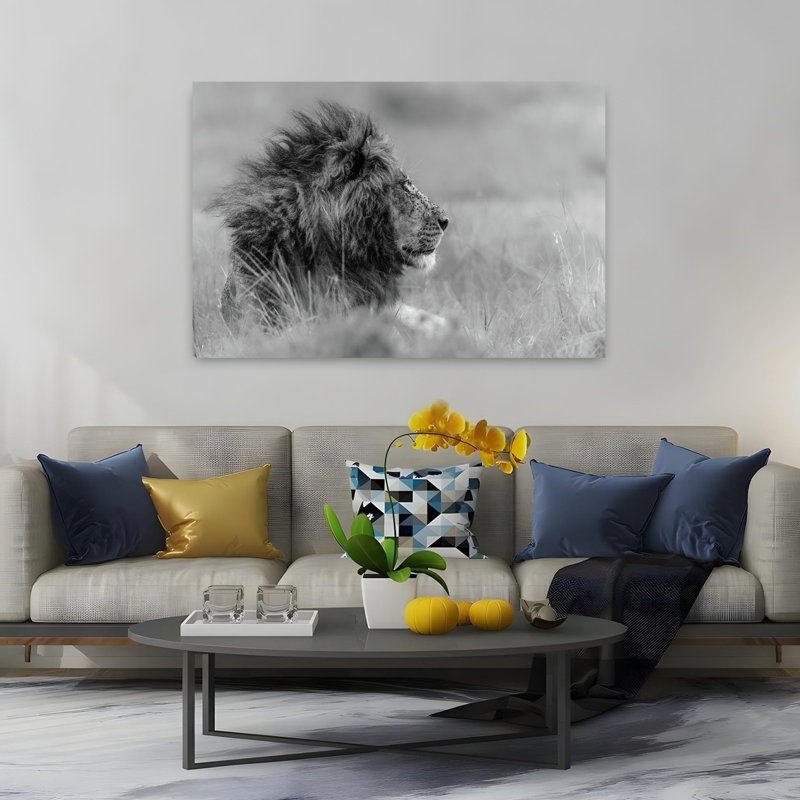 «Majestic Lion Profile», art mural contemporain, H 40 po x l 60 po
