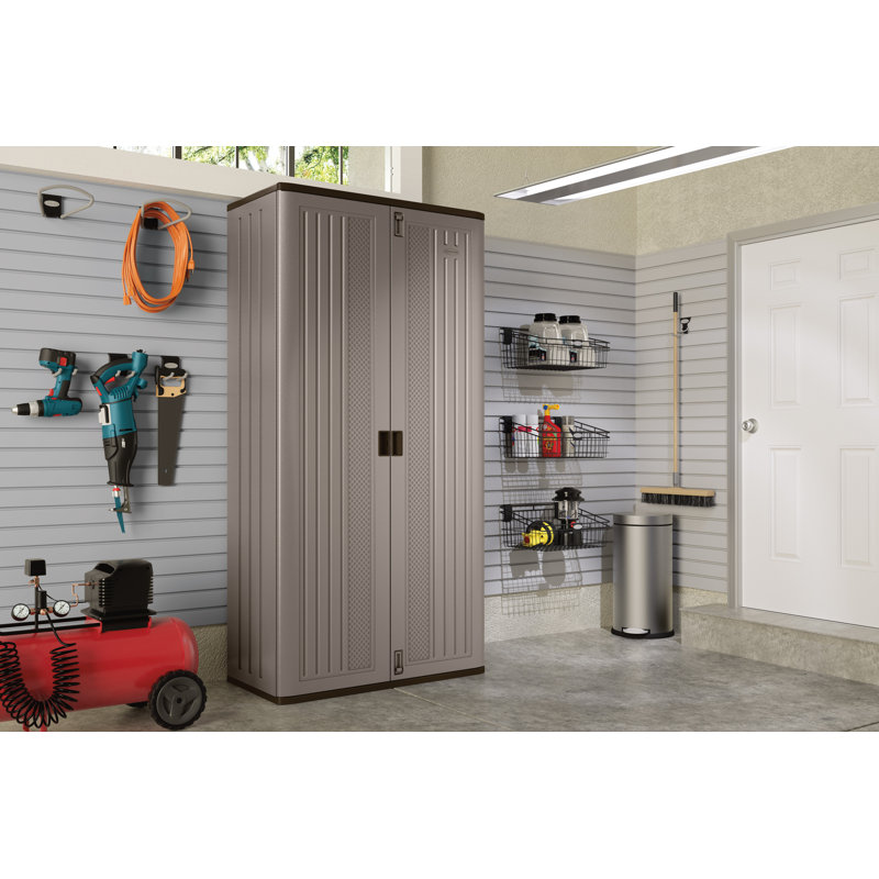 Suncast 40 in. W x 20.25 in. D Resin Storage Cabinet for Garage Organization, Made in the USA, 80" H x 40" W x 20" D