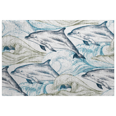 Premium Machine Washable Dream Shag Dolphin Rug