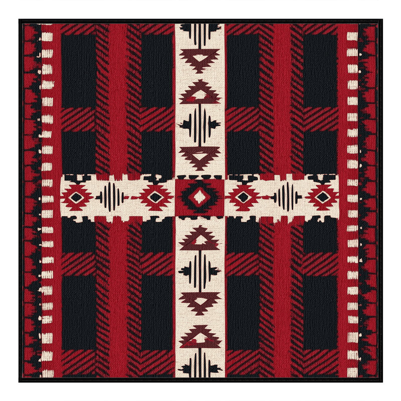  Tapis lavable Buffalo Check Southwestern, Carré 8 pi