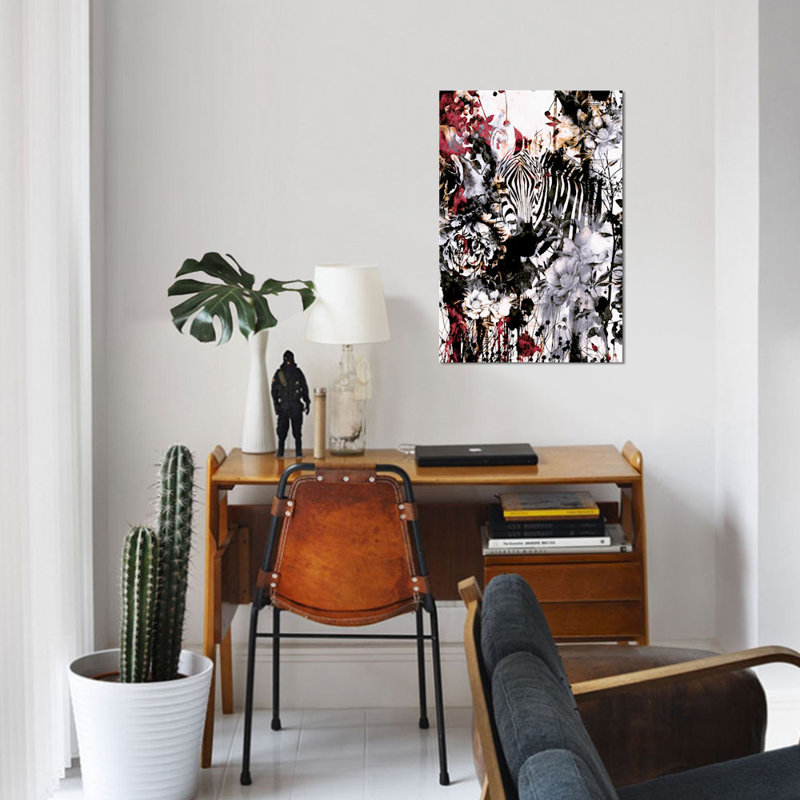 « zèbre », impression sur toile, H 18 po x l 12 po x P 1,5 po, Toile tendue, Pas de tapis