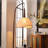 Beige + Nut-brown Fabric + Solid Wood + Iron Free form Floor Lamps