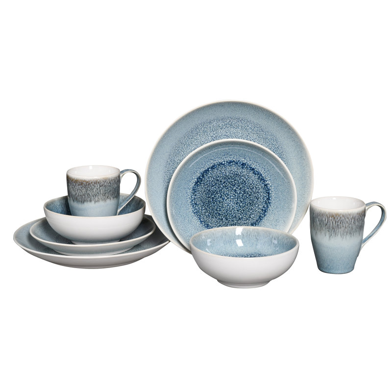 Creatable 25864, Caldera Sand collection, 8 piece dinnerware set, Ice blue