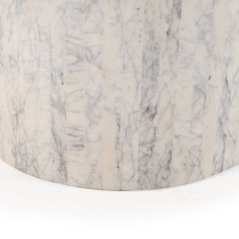 Table basse en marbre, Blanc, H 18 po x L 48 po x l 24 po