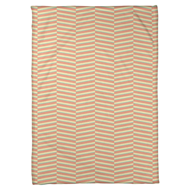 Couverture polaire rayures fracture, l 60 po x L 80 po, Vert / orange / jaune