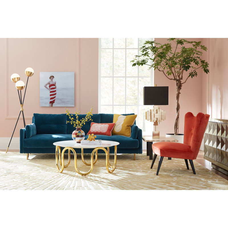 Devere Creme Velvet Slipper Accent Chair with Maple Legs