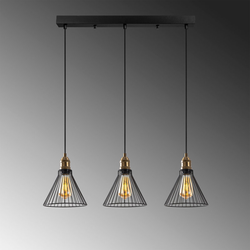 Luminaire suspendu pour îlot de cuisine 3 lumières Hufford