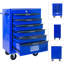Boîte de rangement à outils en acier Rolling 6, 20 po noir et bleu, glissières à roulement, 4 roulettes universelles, verrouillable avec roues de coffre bleues à 2 freins, verrouillable, poignée à tirer pour le mouvement-1888609084