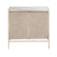 Armoire beige à 2 portes avec plateau en miroir et poignées anneaux