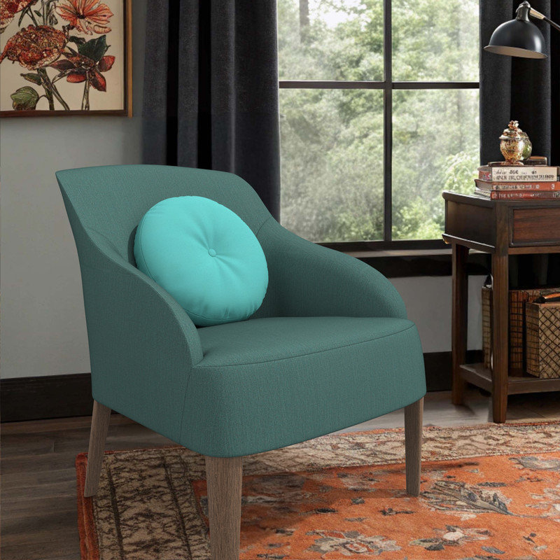 Coussin décoratif intérieur / extérieur Sunbrella, housse de coussin ronde de 18 pouces avec insert, Bleu clair, Rond 18 po