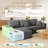 Modern 108-inch Boneless corduroy modular compressed sofa with L-shaped design-425948113-425948124