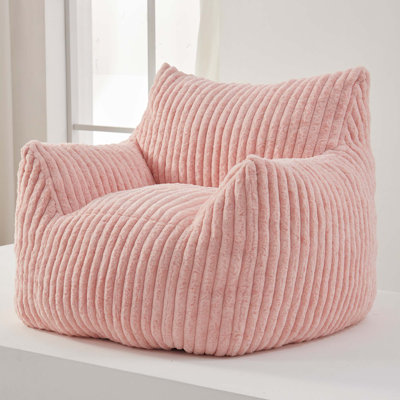 Pink bunny plush foam-filled compressed beanbag chair