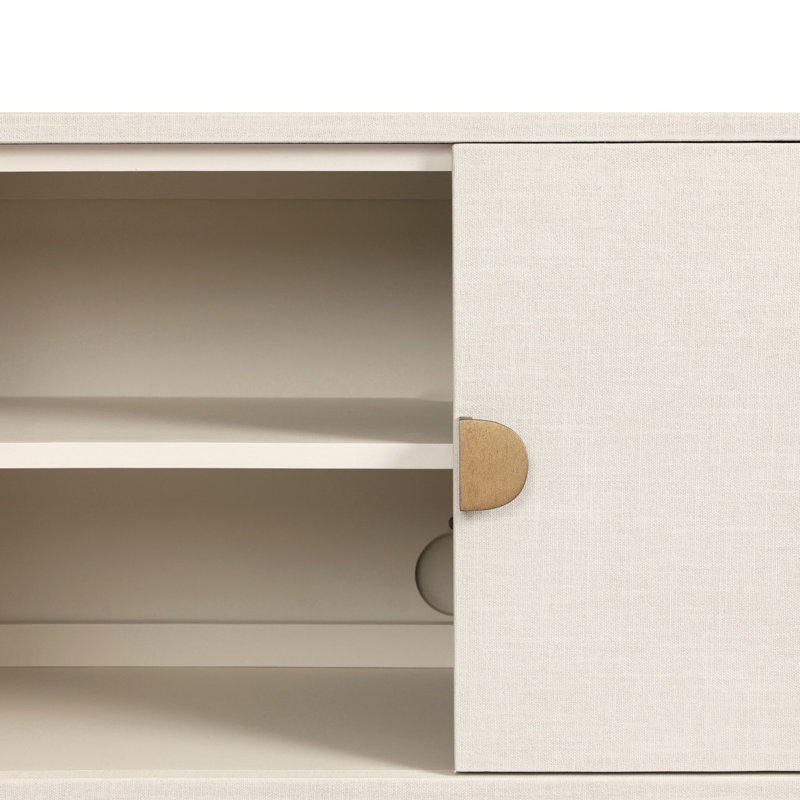 Cressida Media Console-Ivory Painted Linen, Ivory Painted Linen