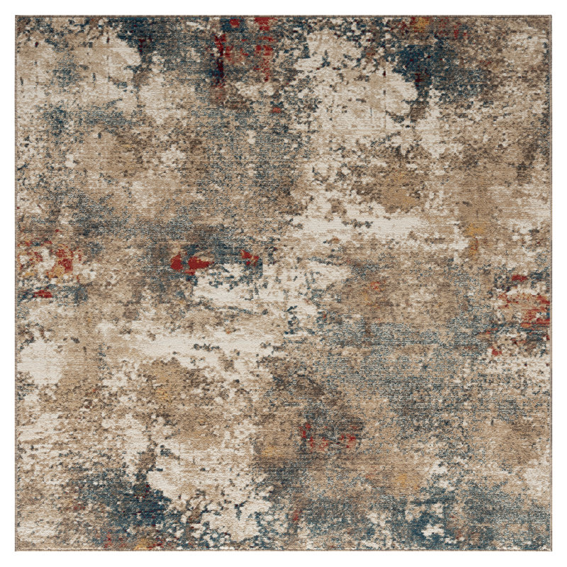 Tapis ivoire à motif abstrait Hitchin, Carré 6 pi