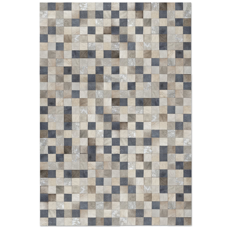 Baco Cowhide Geometric Area Rug, Rectangle 5' x 8'