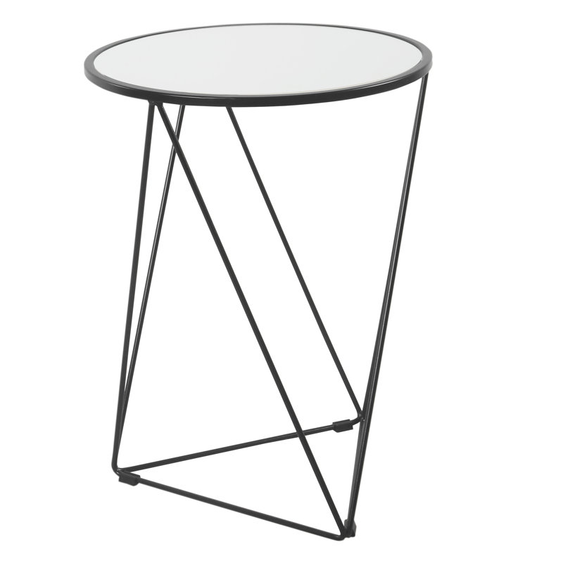 Chylie Mirrored Glass Top End Table, Black