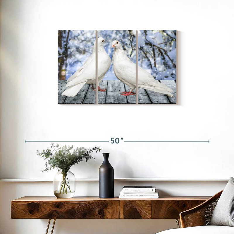 Brampt White Winter Doves, 20" H x 33" W