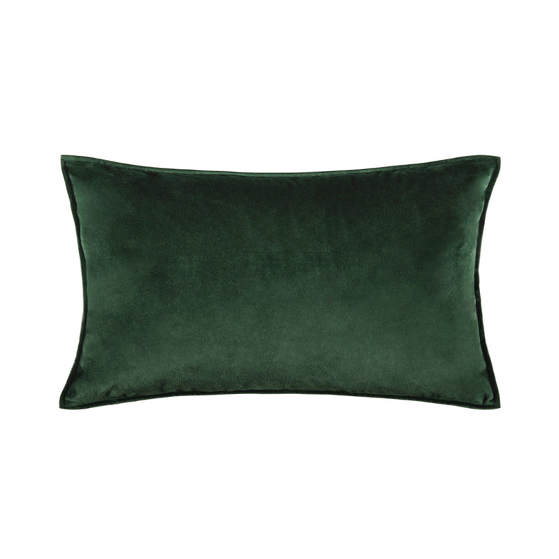  Housse et insert de coussin carré en velours, Vert foncé, H 14 po x l 20 po x P 4 po, polyester