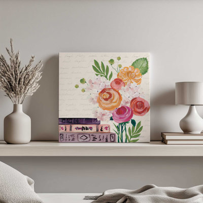 "Livres et fleurs II" par Yvette St. Amant, reproduction d'art sur toile