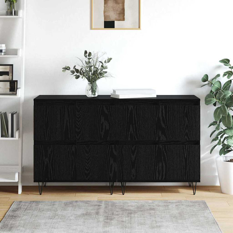 Sideboards 2 Pcs 120 X 35 X 70 Cm Engineered Wood, Black Oak