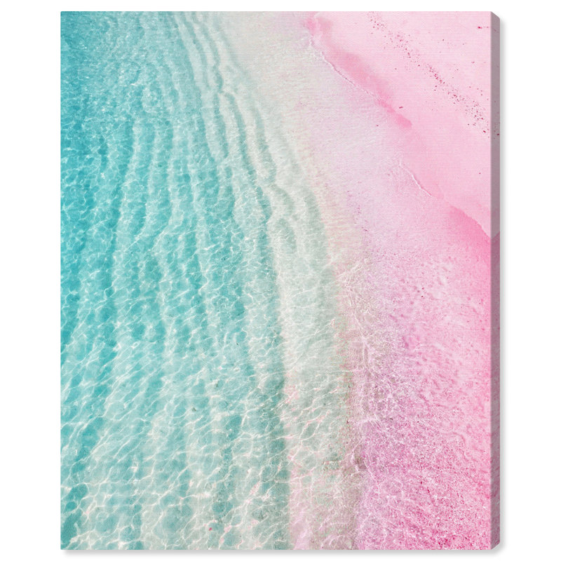 Licorne nautique et côtière, rose moderne et contemporain - impression, Toile tendue, H 30 po x l 24 po